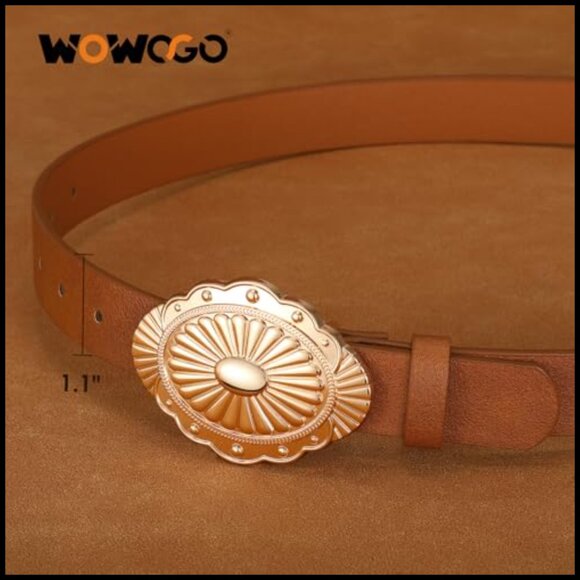 Vintage Western Cowgirl Belt Concho Buckle Faux Leather Adjustable Boho - Picture 5 of 7